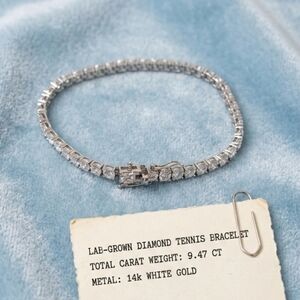 9.47 CT Lab-Grown Diamonds 14K White Gold Tennis Bracelet Non-certified